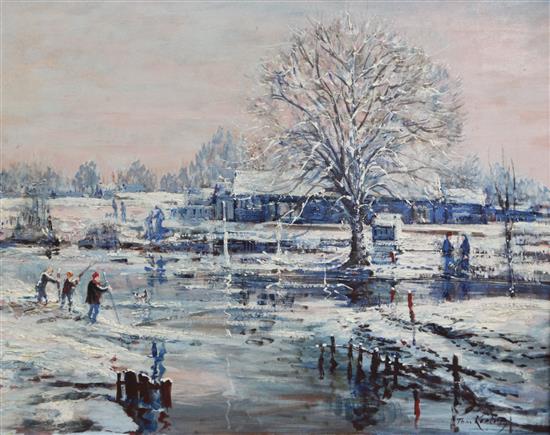 Tom Keating (1917-1984) Winter 1982, The Boathouse, Dedham, 16 x 20in.